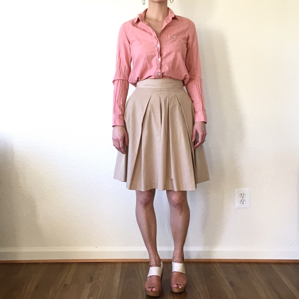 Pink Tartan Tan Pleated Skirt
